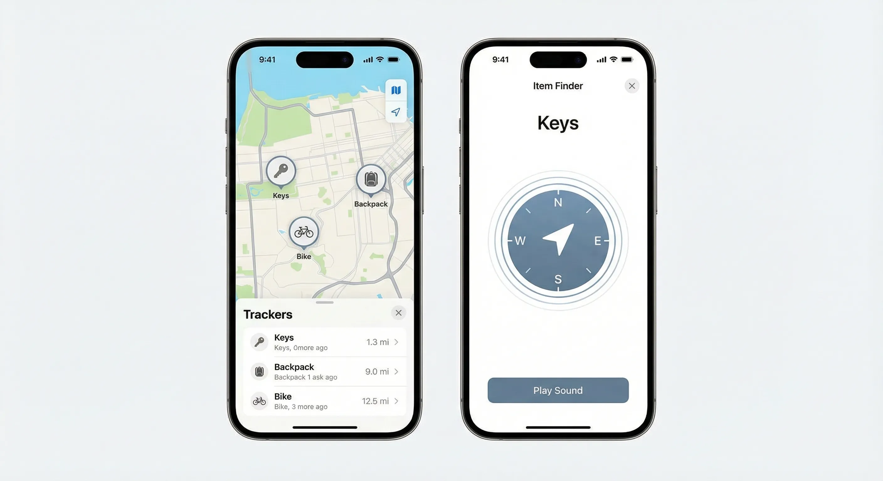 Chipolo App-Oberfläche mit Wo ist?-Integration